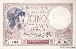 5 Francs FEMME CASQUÉE modifié FRANCE  1940 F.04.15