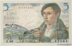 5 Francs BERGER FRANCE  1943 F.05.04