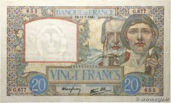 20 Francs TRAVAIL ET SCIENCE FRANKREICH  1940 F.12.04 SS