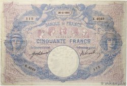50 Francs BLEU ET ROSE FRANKREICH  1911 F.14.24a fSS