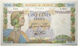 500 Francs LA PAIX FRANKREICH  1942 F.32.34 fST+