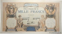 1000 Francs CÉRÈS ET MERCURE type modifié FRANKREICH  1938 F.38.32 VZ+