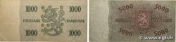 1000 et 5000 Markkaa Lot FINLANDIA  1955 P.093a et P.094a MB