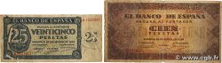25 et 100 Pesetas Lot SPANIEN  1938 P.099a et P.113 fS