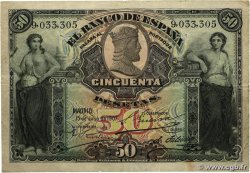 50 Pesetas SPANIEN  1907 P.063a fSS