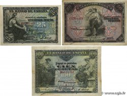 25 à 100 Pesetas Lot SPANIEN  1906 P.057a, P.058a et P.059a S