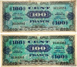 100 Francs DRAPEAU Lot FRANCE  1944 VF.20.01 et 02