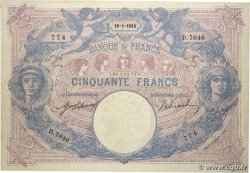 50 Francs BLEU ET ROSE FRANKREICH  1918 F.14.31 fSS