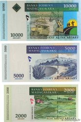 2000 au 10000 Ariary  Lot MADAGASCAR  2003 P.083, P.084 et P.085 NEUF