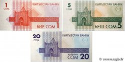1, 5 et 20 Som Lot KYRGYZSTAN  1993 P.04 P.05 P.06 UNC