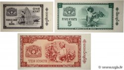 1, 5 et 10 Kyats Lot BIRMANIE  1965 P.52 P.53 et P.54 SPL