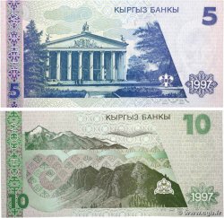 5 et 10 Som Lot KIRGHIZISTAN  1997 P.13 et P.14 NEUF