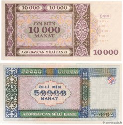 10000 et 50000 Manat Lot ASERBAIDSCHAN  1995 P.21b et P.22 ST