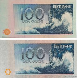 100 Krooni Petit numéro ESTONIE  1991 P.74a et P.79a NEUF
