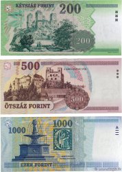 200, 500 et 1000 Forint Lot UNGARN  1998 P.178a, P.179a et P.180b ST