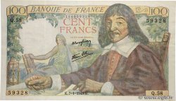 100 Francs DESCARTES FRANCE  1943 F.27.03 F+