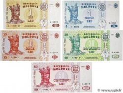 1 à 50 Lei Lot MOLDAVIE  1994 P.08a, P.09a, P.10a, P.13f et P.14a