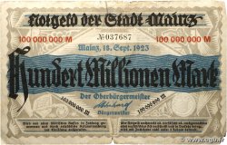 100 Millions Mark ALLEMAGNE Mainz-Mayence 1923 P.-