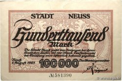 100000 Mark ALLEMAGNE Neuss 1923 P.-