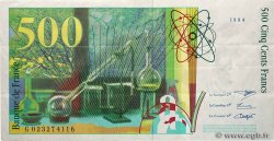 500 Francs PIERRE ET MARIE CURIE Sans le symbole du Radium Fauté FRANCE  1994 F.76f3.01 VF+