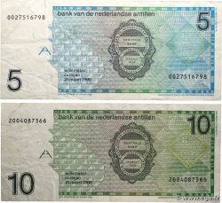 5 et 10 Gulden Lot ANTILLES NÉERLANDAISES  1986 P.22a et P.23a TB+