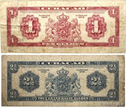 1 et 2,5 Gulden Lot CURACAO  1942 P.35a et P.36 B