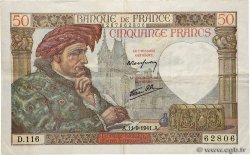 50 Francs JACQUES CŒUR FRANCE  1941 F.19.14 VF