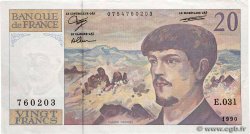20 Francs DEBUSSY à fil de sécurité FRANKREICH  1990 F.66bis.01-31