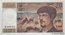 20 Francs DEBUSSY à fil de sécurité FRANCE  1990 F.66bis.01