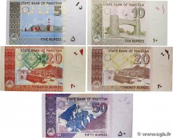 5 à 50 Rupees Lot PAKISTAN  2008 P.45a, P.46a, P.47b, P.53a et P.55a NEUF