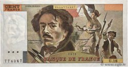 100 Francs DELACROIX modifié Fauté FRANCE  1979 F.69.02c VF+