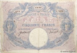 50 Francs BLEU ET ROSE Numéro spécial FRANCE  1917 F.14.30 F-