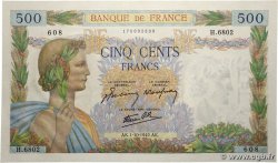 500 Francs LA PAIX FRANKREICH  1942 F.32.41 fST+