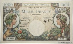 1000 Francs COMMERCE ET INDUSTRIE FRANKREICH  1944 F.39.10 fST+