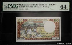 100 Francs - 20 Ariary Épreuve MADAGASKAR  1966 P.057 fST+