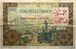 50 Dirhams sur 5000 Francs MOROCCO  1953 P.51