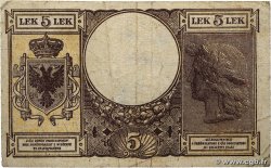 5 Lek ALBANIE  1940 P.10 B+
