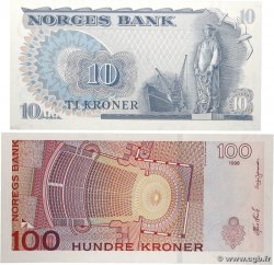10 et 100 Kroner Lot NORVÈGE  1983 P.36c et P.47a SC