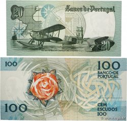20 et 100 Escudos Lot PORTUGAL  1978 P.176b et P.179d SC+