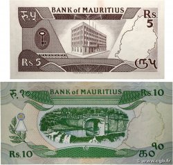 5 et 10 Rupees Lot ÎLE MAURICE  1985 P.34 et P.35b NEUF