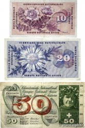 10, 20 et 50 Francs Lot SUISSE  1963 P.45l, P.46j et P.48k