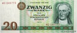 20 Mark ALLEMAGNE RÉPUBLIQUE DÉMOCRATIQUE  1975 P.29b