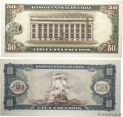 50 et 100 Escudos Lot CHILI  1964 P.140b et P.141a SPL+