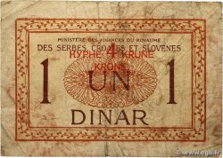 4 Kronen sur 1 Dinar YOUGOSLAVIE  1919 P.015a B+