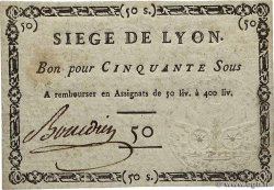 50 Sous FRANCE regionalism and various Lyon 1793 Kol.137 AU