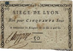50 Sous FRANCE regionalism and various Lyon 1793 Kol.137var VG