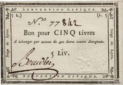 5 Livres FRANCE regionalism and various Lyon 1793 Kol.134 AU