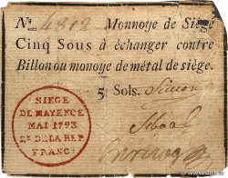 5 Sous FRANCE regionalism and various Mayence 1793 Kol.024 G