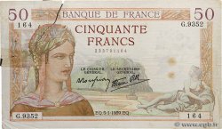50 Francs CÉRÈS modifié FRANCE  1939 F.18.19