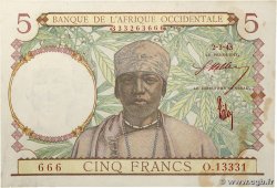 5 Francs Numéro radar FRENCH WEST AFRICA  1943 P.26